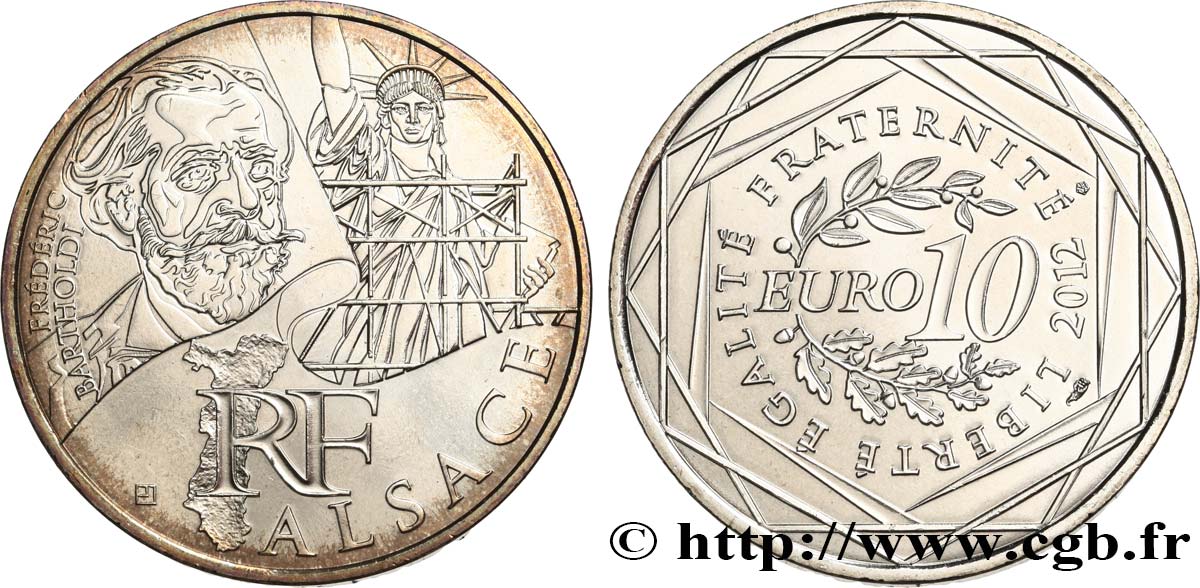 FRANCE 10 Euro des RÉGIONS - ALSACE (Frédéric Bartholdi) 2012 MS