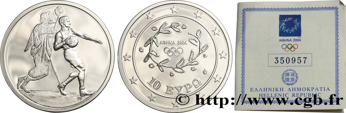 GREECE Belle Épreuve 10 Euro ATHÈNES 2004 - HANDBALL 2004 BE