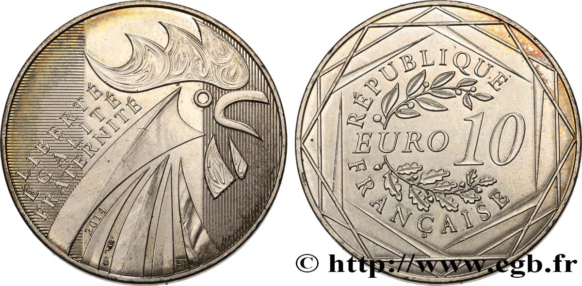 FRANCE 10 Euro COQ 2014 MS