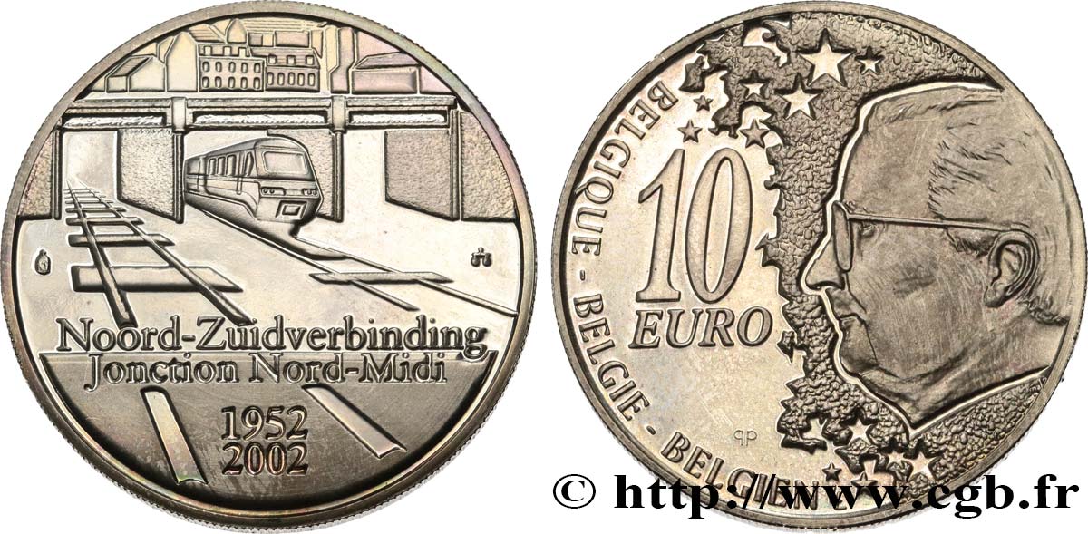 BELGIO 10 Euro LES CHEMINS DE FER DE BRUXELLES 2002 BE
