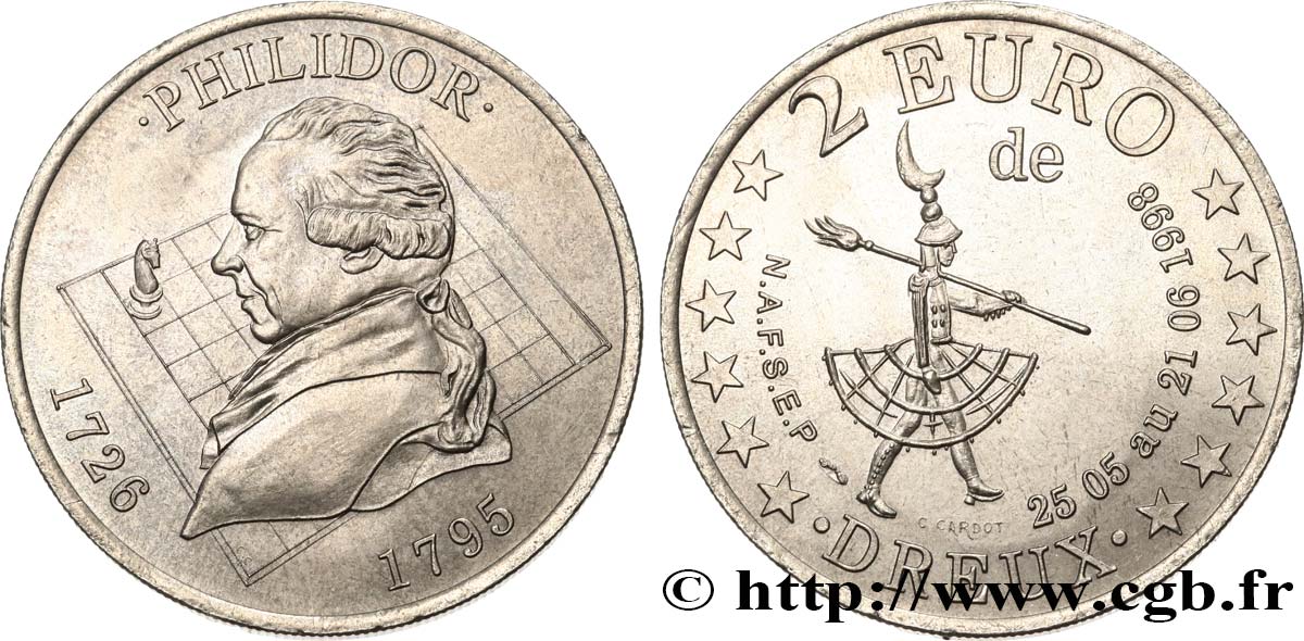 FRANKREICH 2 Euro de Dreux (25 mai - 21 juin 1998) 1998