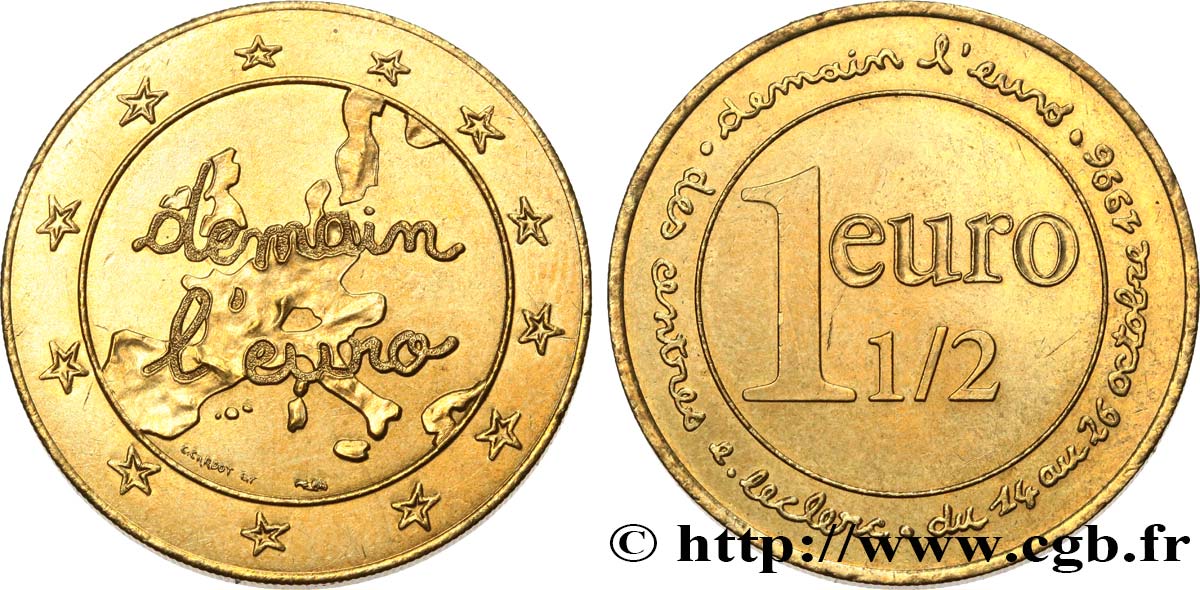 FRANCIA 1 Euro 1/2 E.LECLERC - “Demain l’Euro” 1996 EBC