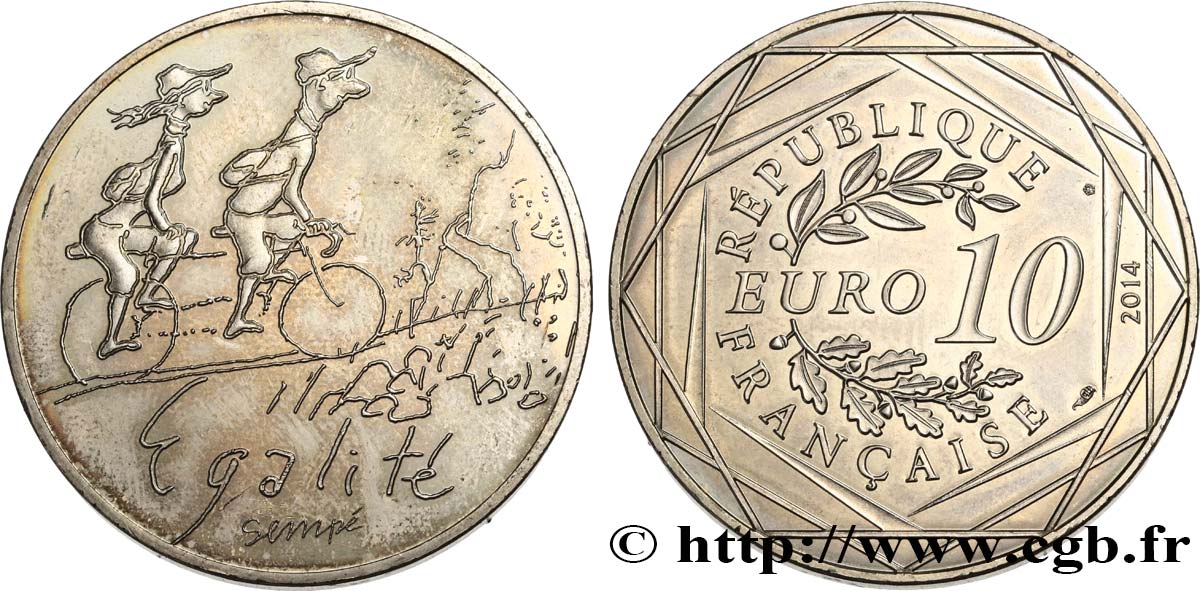 FRANCE 10 Euro ÉGALITÉ par SEMPÉ (printemps) 2014 MS