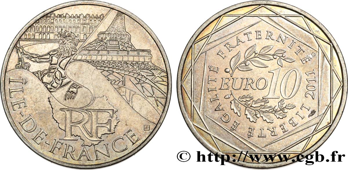 FRANCIA 10 Euro des RÉGIONS - ÎLE-DE-FRANCE
 2011 EBC
