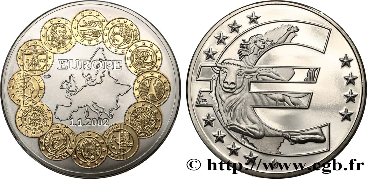 EUROPA Médaille 1ère émission de l’Euro 2002 BE