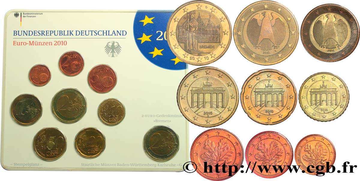 ALLEMAGNE SÉRIE Euro FLEUR de COIN  2010 FDC