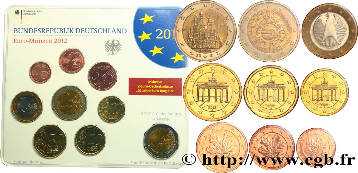 ALLEMAGNE SÉRIE Euro FLEUR de COIN  2012 FDC