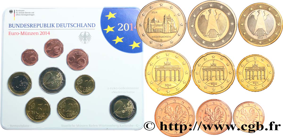 ALLEMAGNE SÉRIE Euro FLEUR de COIN  2014 FDC