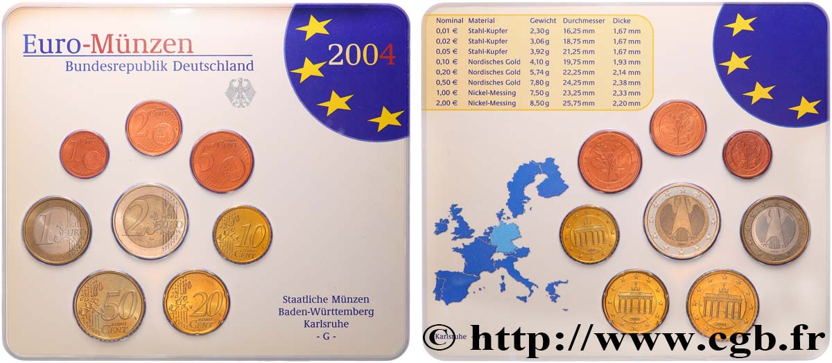 DEUTSCHLAND SÉRIE Euro BRILLANT UNIVERSEL   2004