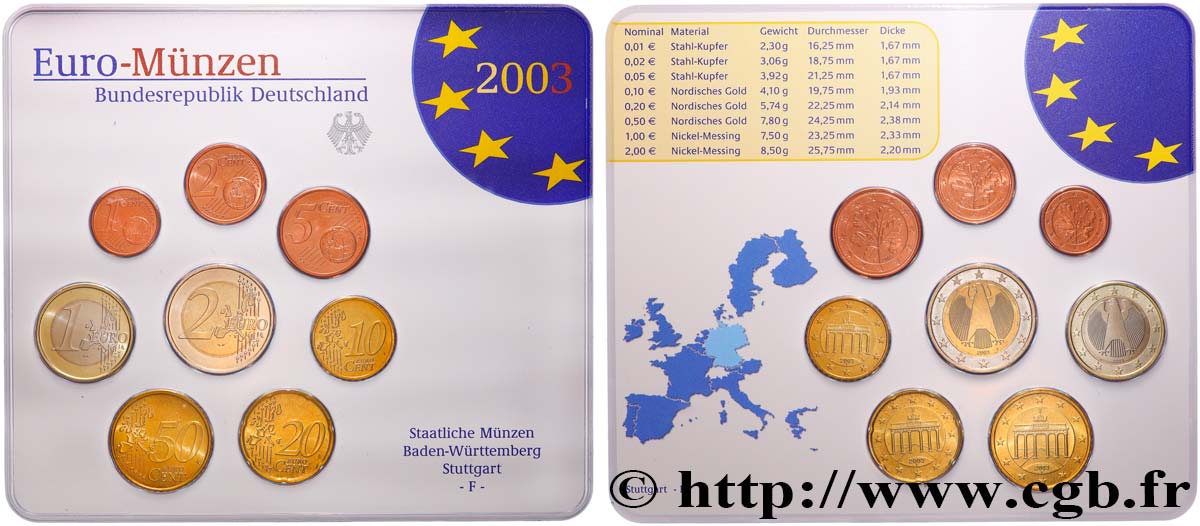 ALLEMAGNE SÉRIE Euro BRILLANT UNIVERSEL  2003 BU