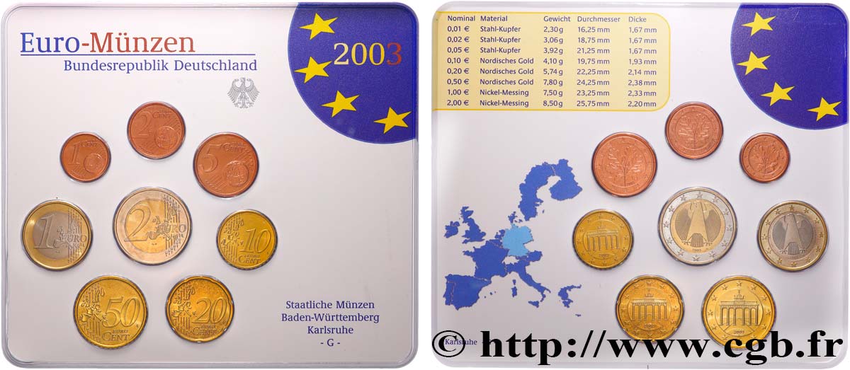 ALLEMAGNE SÉRIE Euro BRILLANT UNIVERSEL  2003 BU