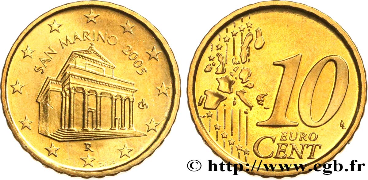 RÉPUBLIQUE DE SAINT- MARIN 10 Cent BASILIQUE 2005 SPL