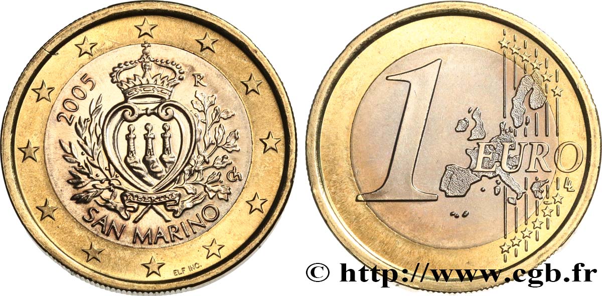 RÉPUBLIQUE DE SAINT- MARIN 1 Euro ARMOIRIES 2005 SPL