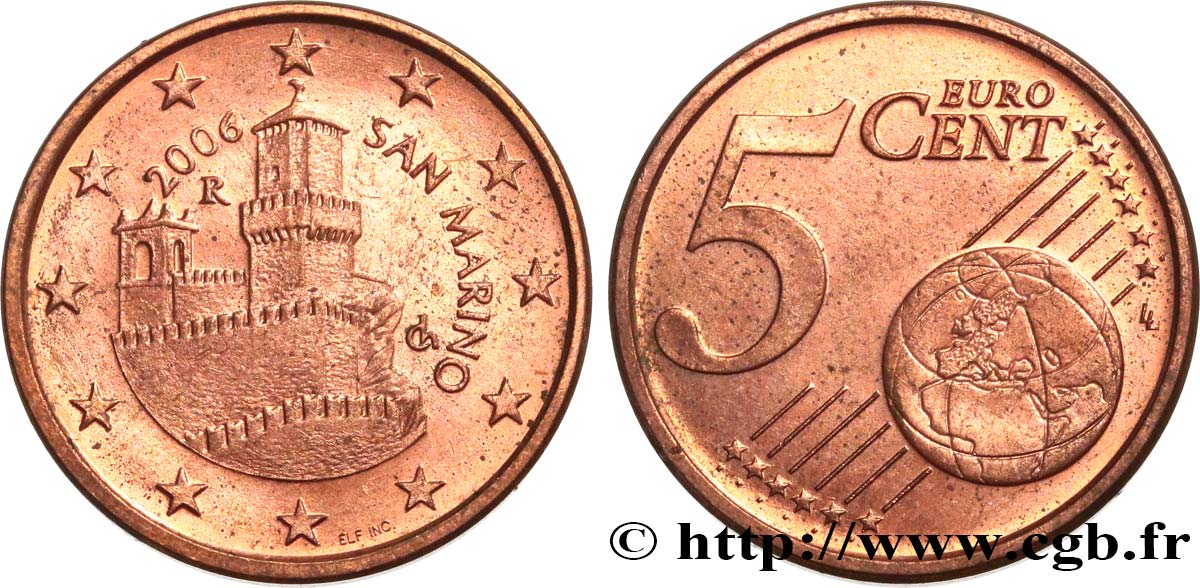 RÉPUBLIQUE DE SAINT- MARIN 5 Cent GUAITA 2004 SUP