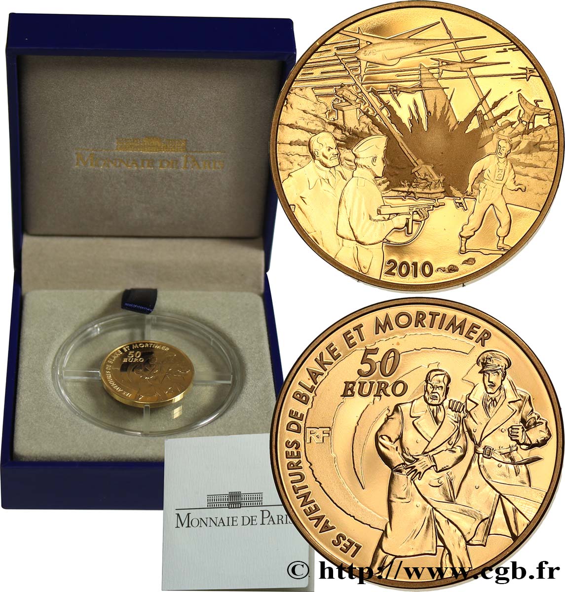 FRANCE Belle Épreuve 50 Euro BLAKE ET MORTIMER (or) 2010 Proof set