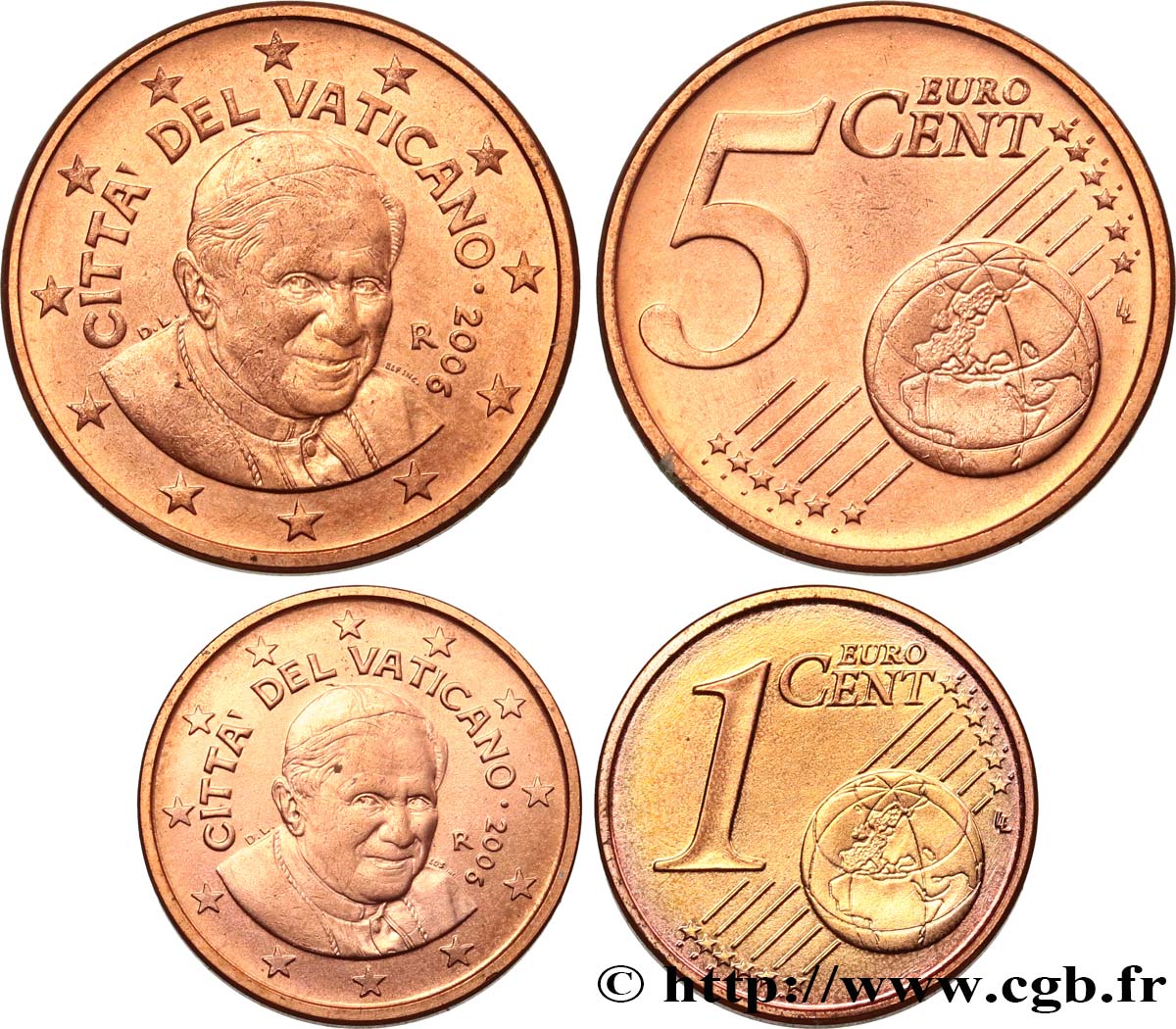 VATICAN 1 cent et 5 cent Benoît XVI 2006 MS