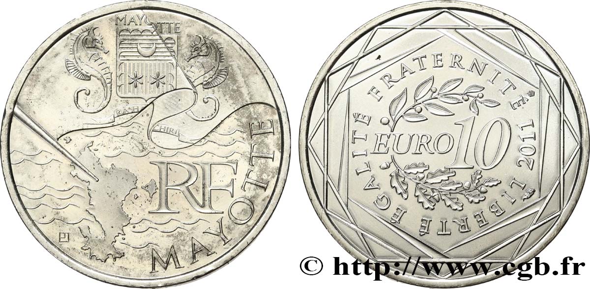 FRANKREICH 10 Euro des RÉGIONS - MAYOTTE (Drapeau) 2011