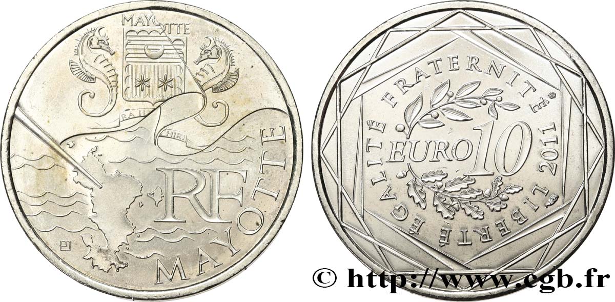 FRANCIA 10 Euro des RÉGIONS - MAYOTTE (Drapeau) 2011 SC