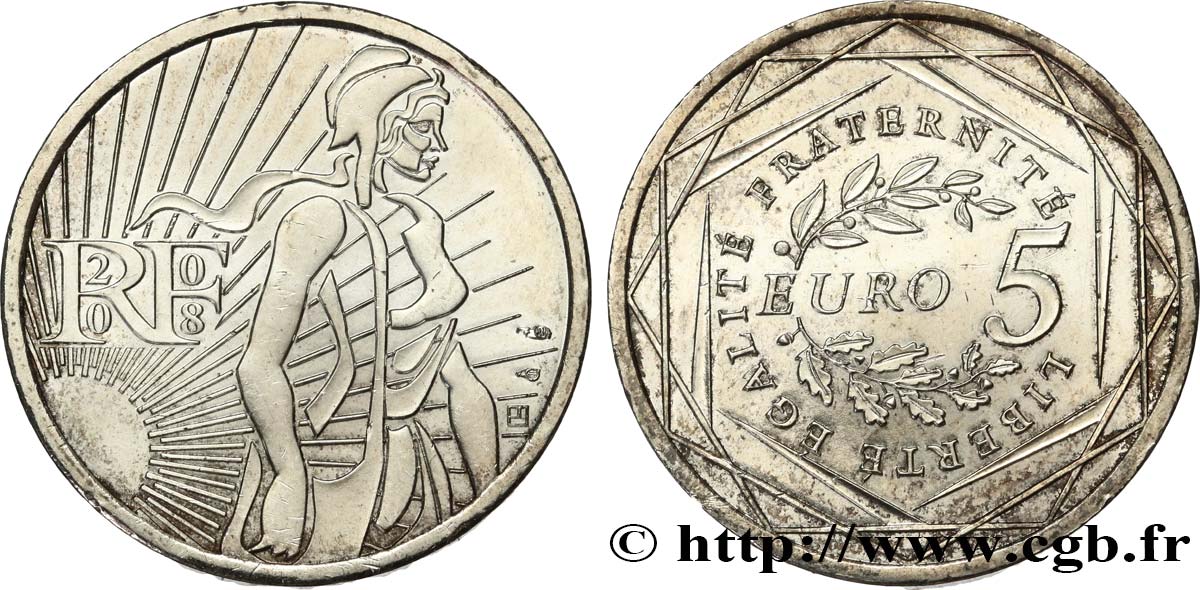 FRANCIA 5 Euro LA SEMEUSE 2008 SC