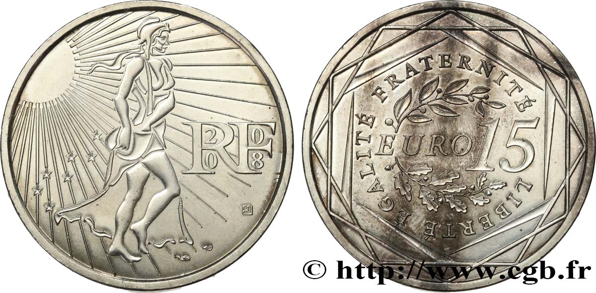 FRANKREICH 15 Euro LA SEMEUSE 2008
