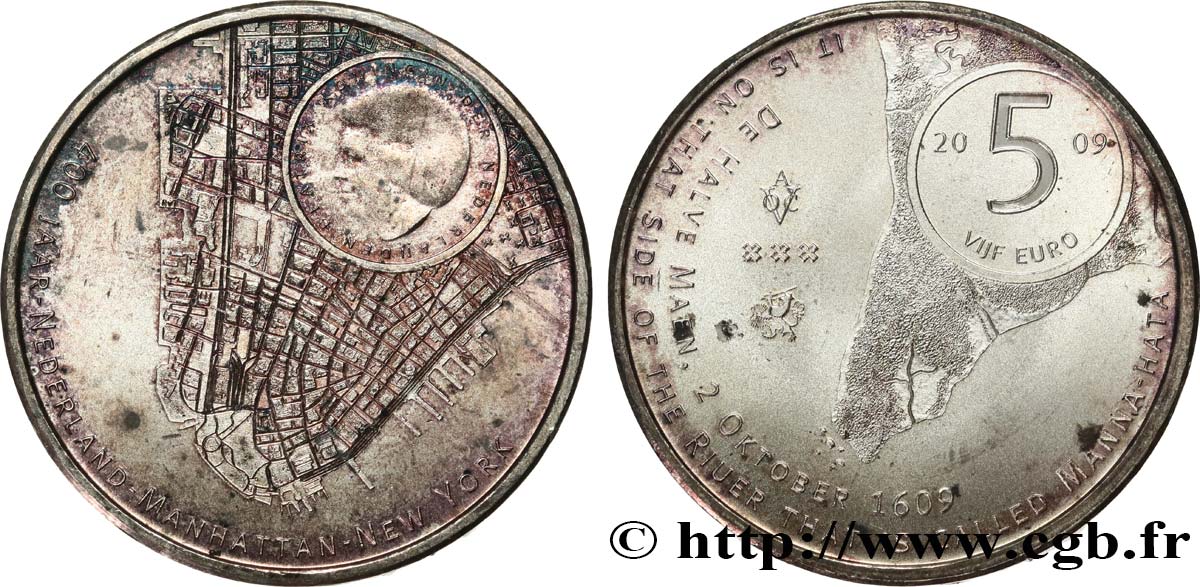 PAYS-BAS 5 Euro MANHATTAN 2009 SPL