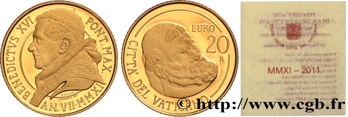 VATICAN 20 Euro RESTAURATION DE LA CHAPELLE PAULINE 2011 BE