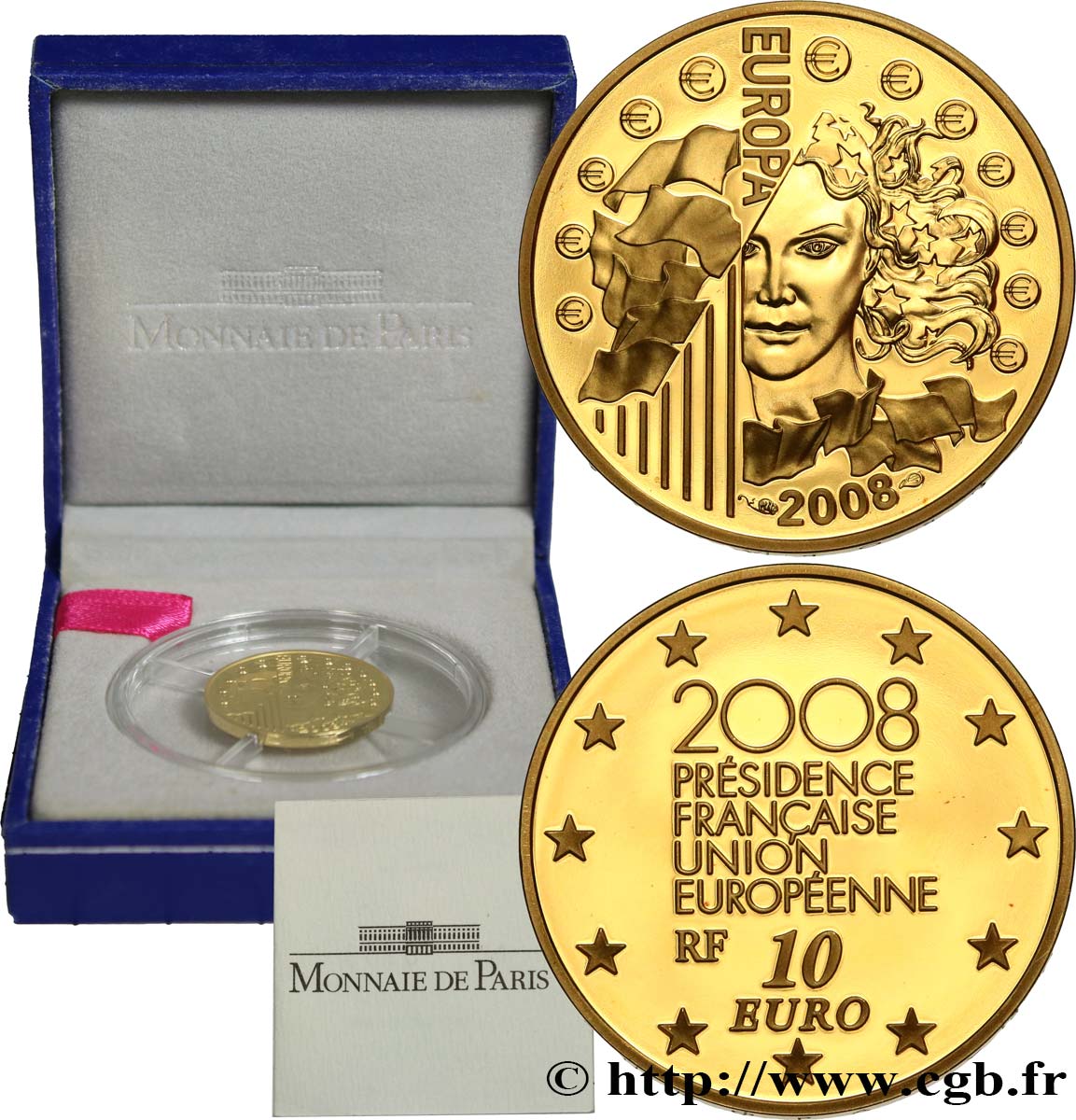 FRANKREICH Belle Épreuve 10 Euro EUROPA - PRÉSIDENCE FRANÇAISE UNION EUROPÉENNE 2008