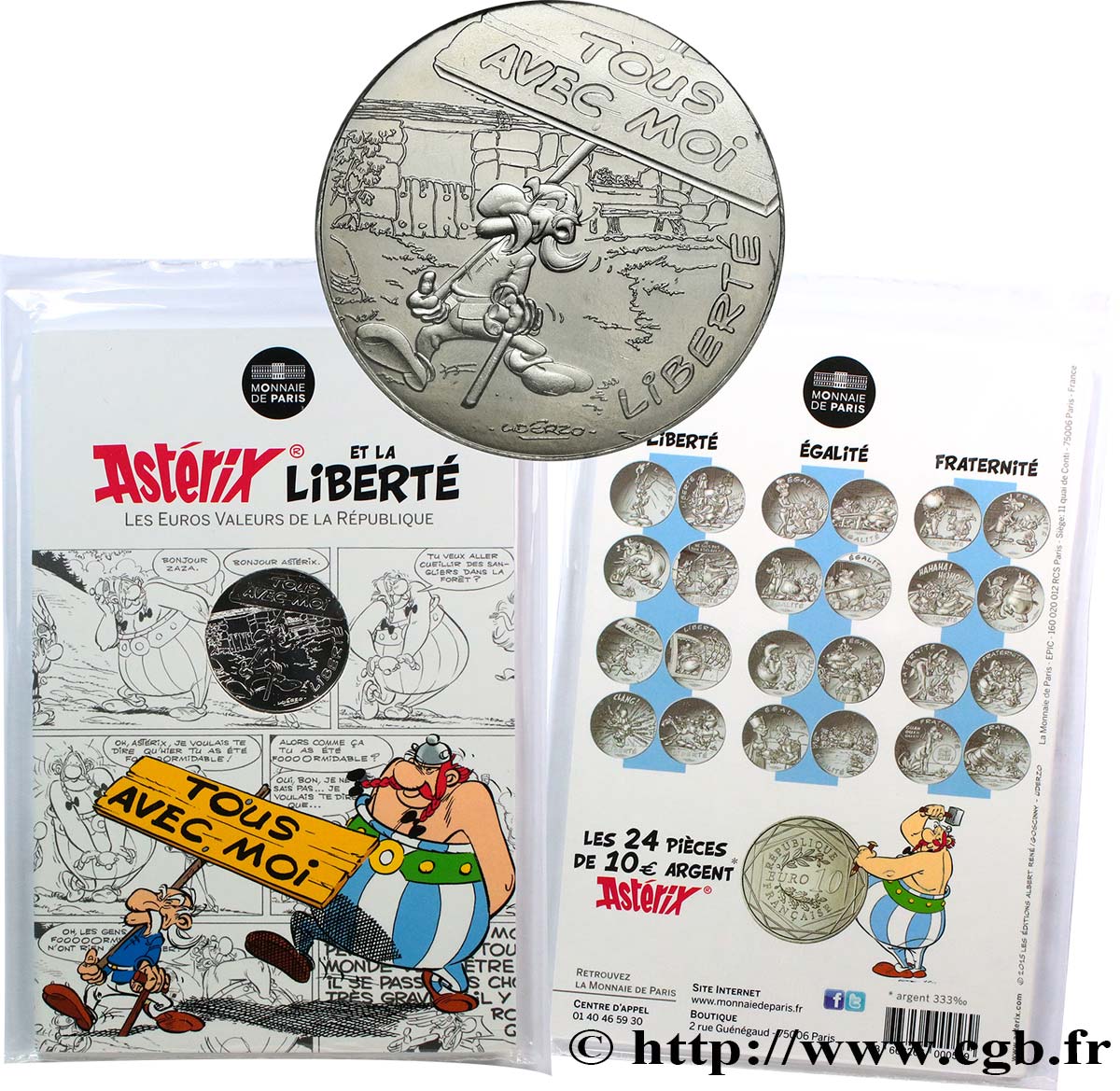 FRANCE 10 EURO ASTÉRIX ET LES VALEURS DE LA RÉPUBLIQUE - Liberté MANIFESTATION 2015 FDC