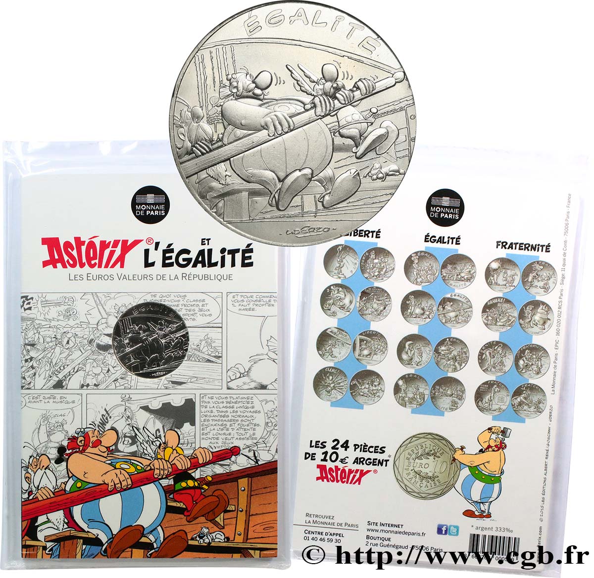 FRANCIA 10 EURO ASTÉRIX ET LES VALEURS DE LA RÉPUBLIQUE - Égalité RAMEURS 2015 FDC