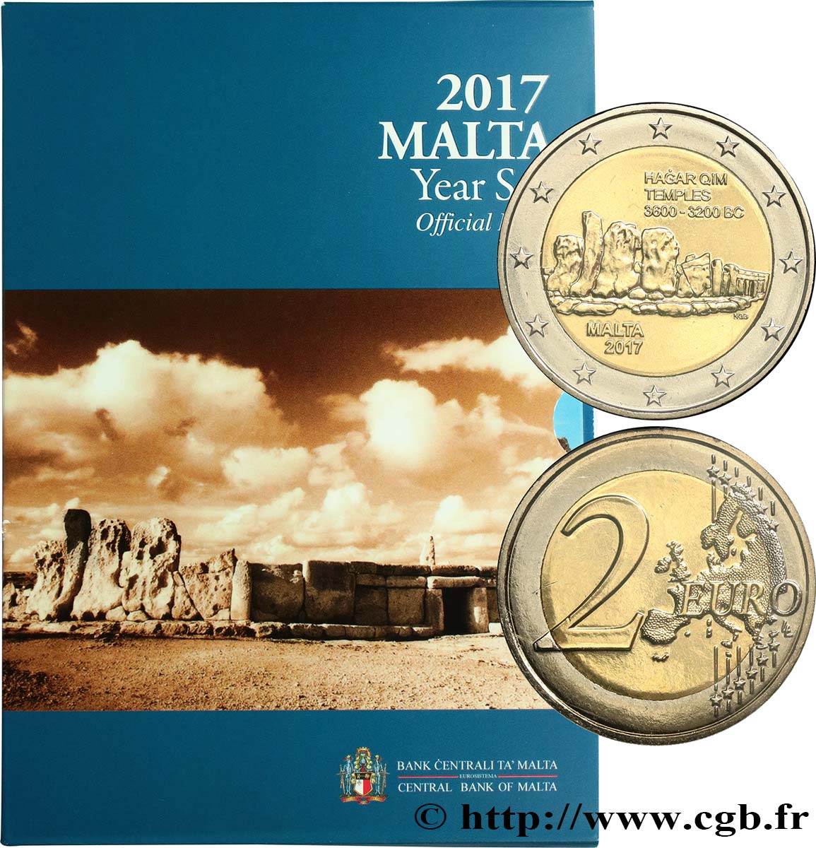 MALTA COIN-CARD 2 Euro TEMPLE ĦAGAR QIM 2017 Brilliant Uncirculated