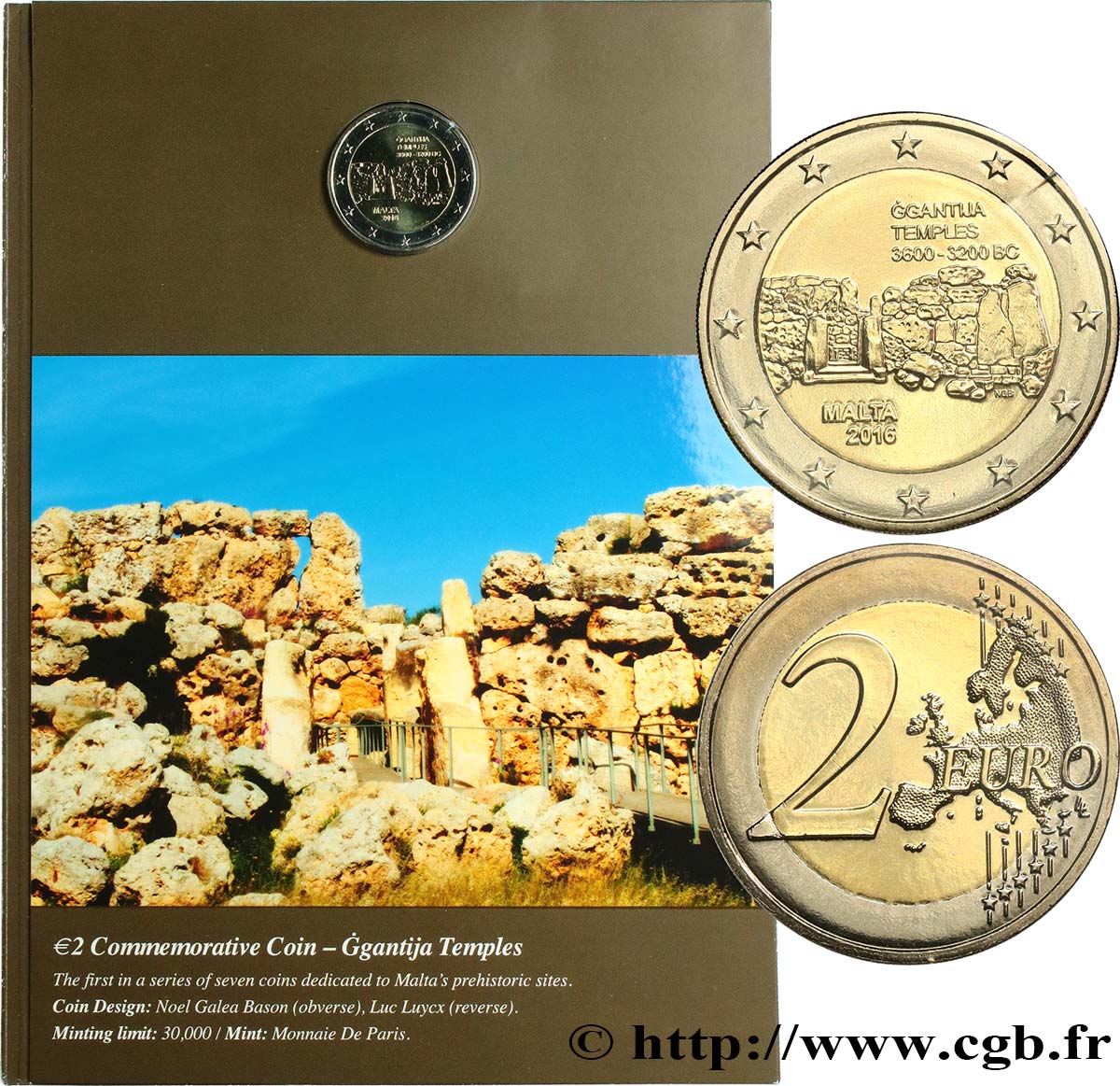 MALTA COIN-CARD 2 Euro TEMPLE DE GGANTIJA 2016 feu_614472 Euro coins