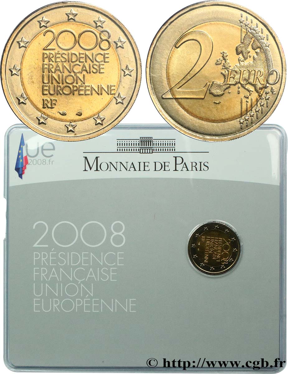 FRANKREICH Blister BU 2 Euro PRÉSIDENCE FRANÇAISE DE L’UNION EUROPÉENNE 2008