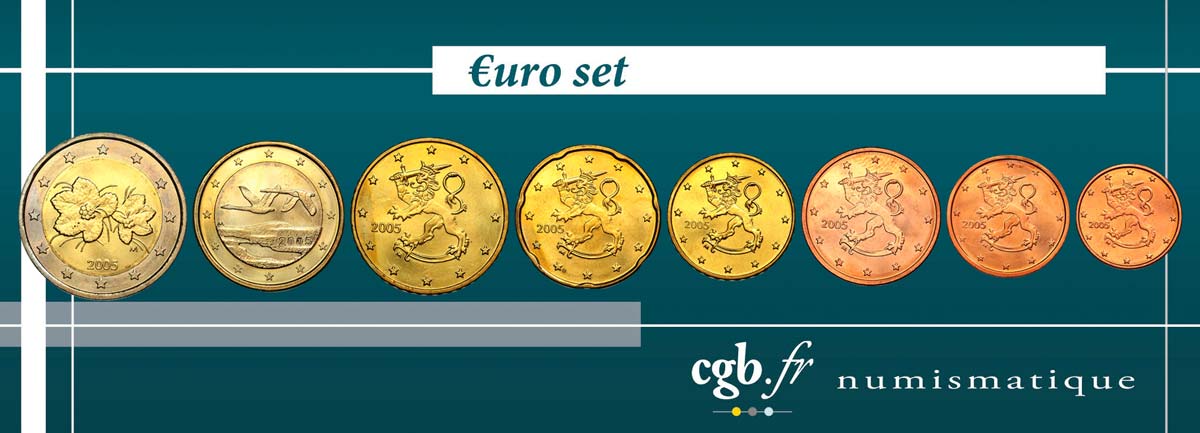 FINLANDE LOT DE 8 PIÈCES EURO (1 Cent - 2 Euro Petit Mûrier) 2005 SPL