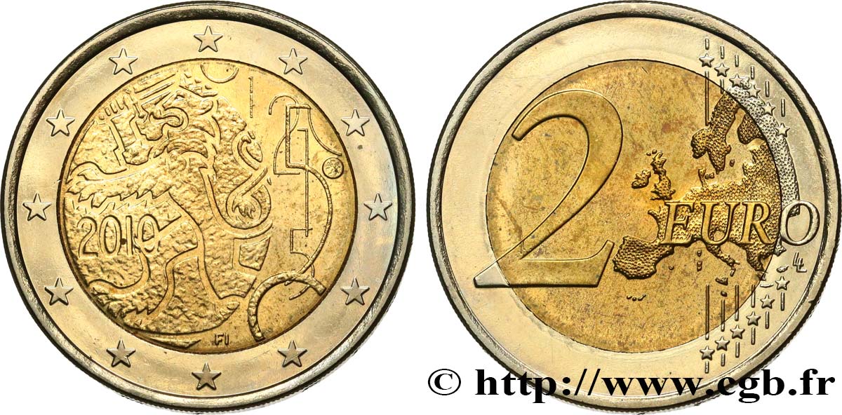 FINLANDIA 2 Euro 150 ANS DE LA MONNAIE FINLANDAISE  2010 MS