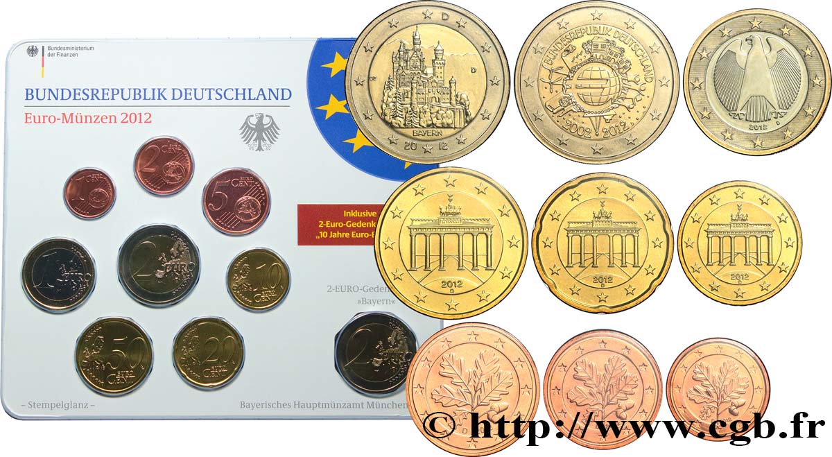GERMANY SÉRIE Euro BRILLANT UNIVERSEL  2012 Brilliant Uncirculated