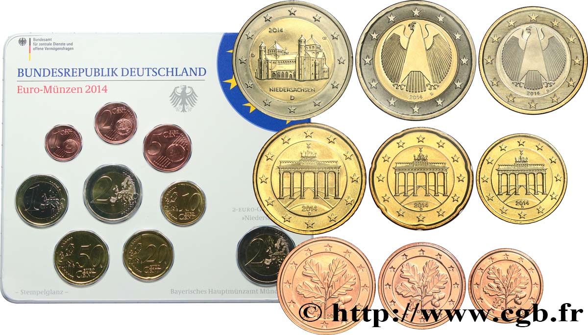 GERMANY SÉRIE Euro BRILLANT UNIVERSEL  2014 Brilliant Uncirculated