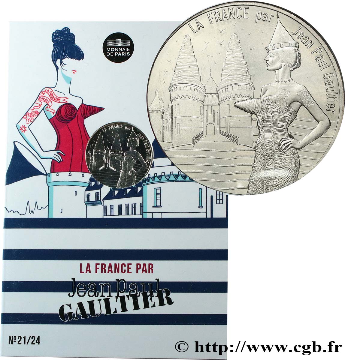 FRANCIA 10 Euro LA FRANCE PAR JEAN PAUL GAULTIER - LA TOURAINE ROYALE 2017 FDC