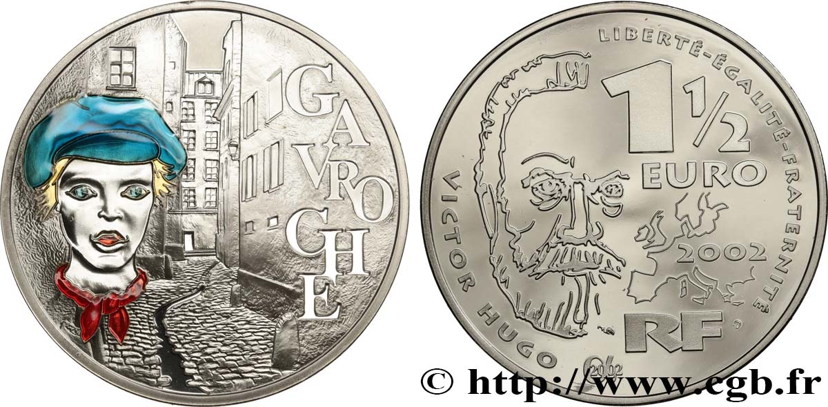 FRANCE Belle Épreuve 1 Euro 1/2 GAVROCHE des MISÉRABLES 2002 Proof set