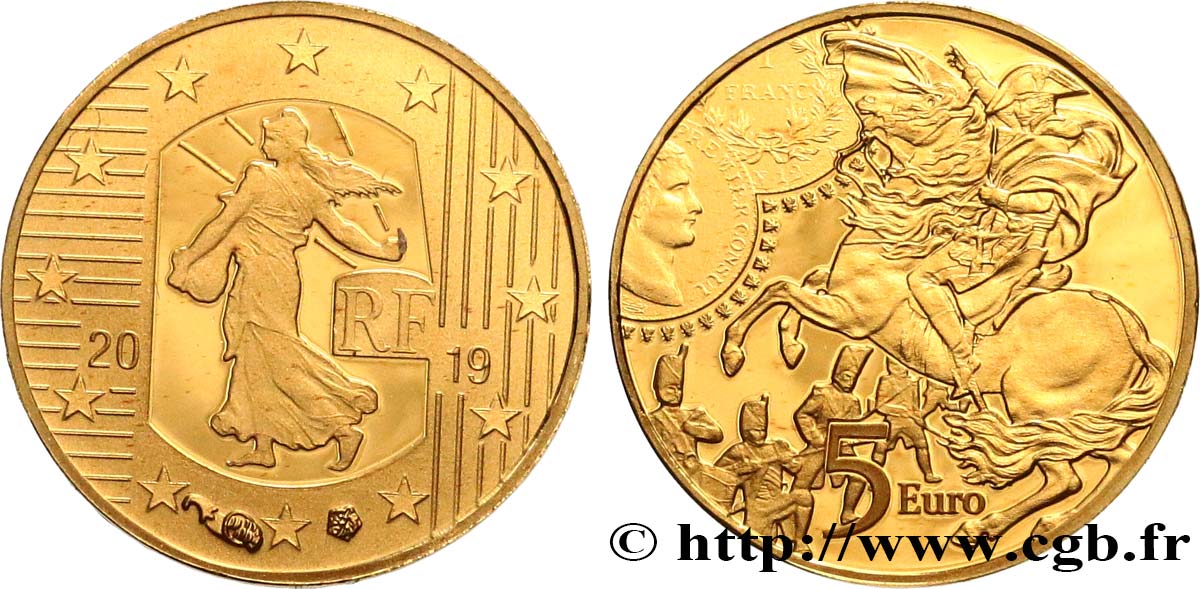 FRANCE Belle Épreuve 5 Euro LA SEMEUSE - LE FRANC GERMINAL 2019 BE