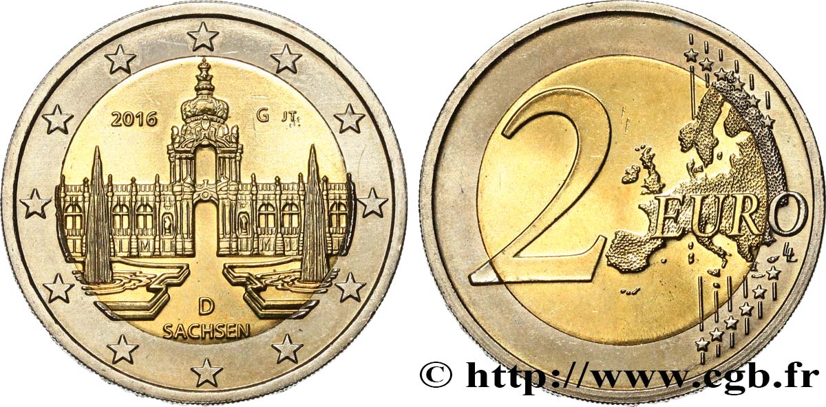 GERMANIA 2 Euro SAXE - PALAIS ZWINGER 2016 MS