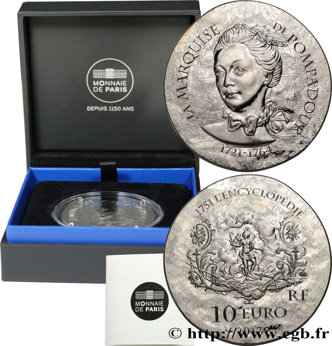 FRANCE Belle Épreuve 10 Euro MARQUISE DE POMPADOUR 2017 BE