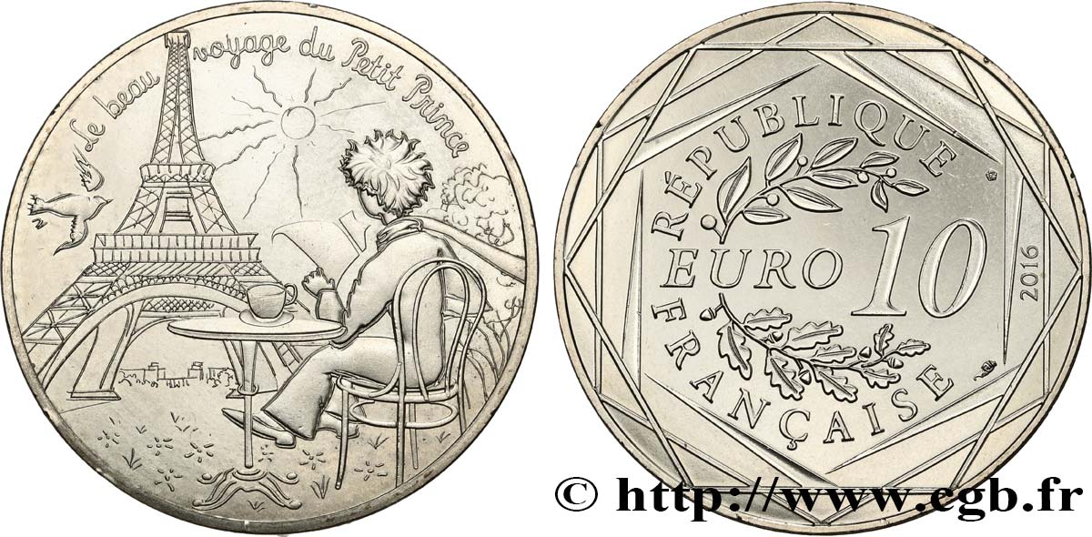FRANCIA 10 Euro LE PETIT PRINCE - EN TERRASSE A PARIS 2016 FDC
