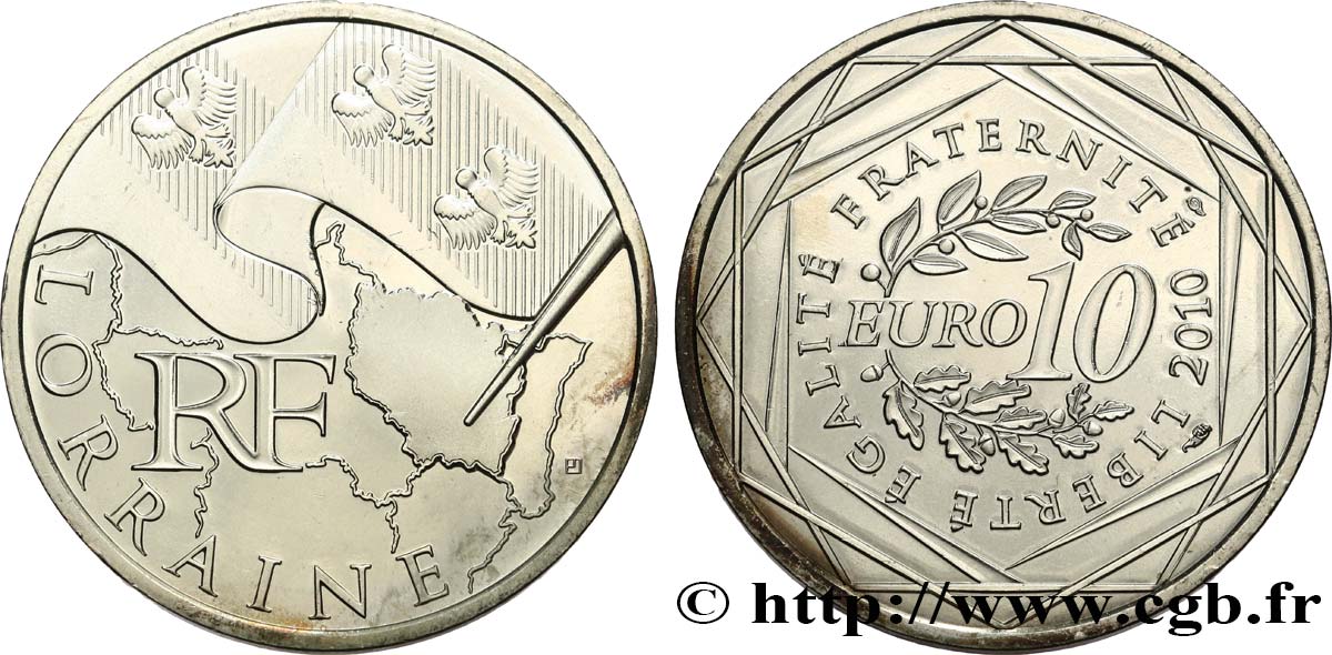 FRANKREICH 10 Euro des RÉGIONS - LORRAINE
 2010