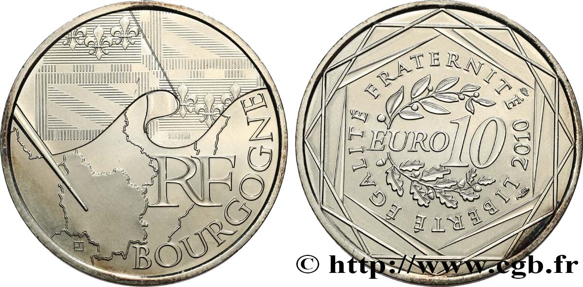 FRANKREICH 10 Euro des RÉGIONS - BOURGOGNE 2010