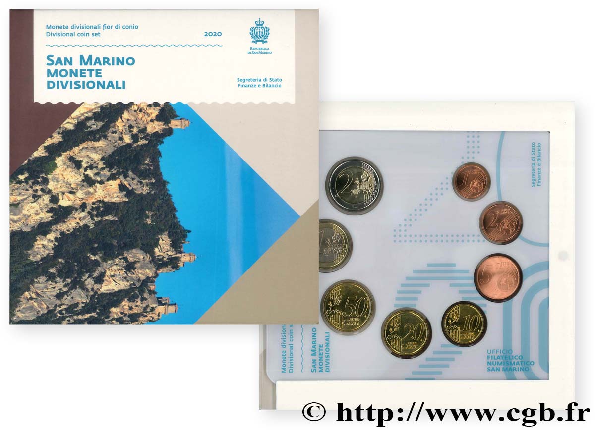 RÉPUBLIQUE DE SAINT- MARIN SÉRIE Euro BRILLANT UNIVERSEL - 8 pièces 2020 BU