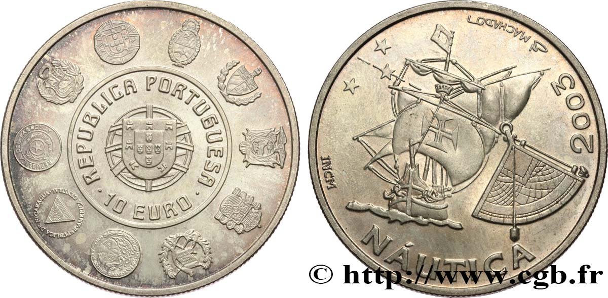 PORTUGAL 10 Euro NAUTICA-SÉRIE IBÉRO-AMÉRICAINE V 2003 SPL
