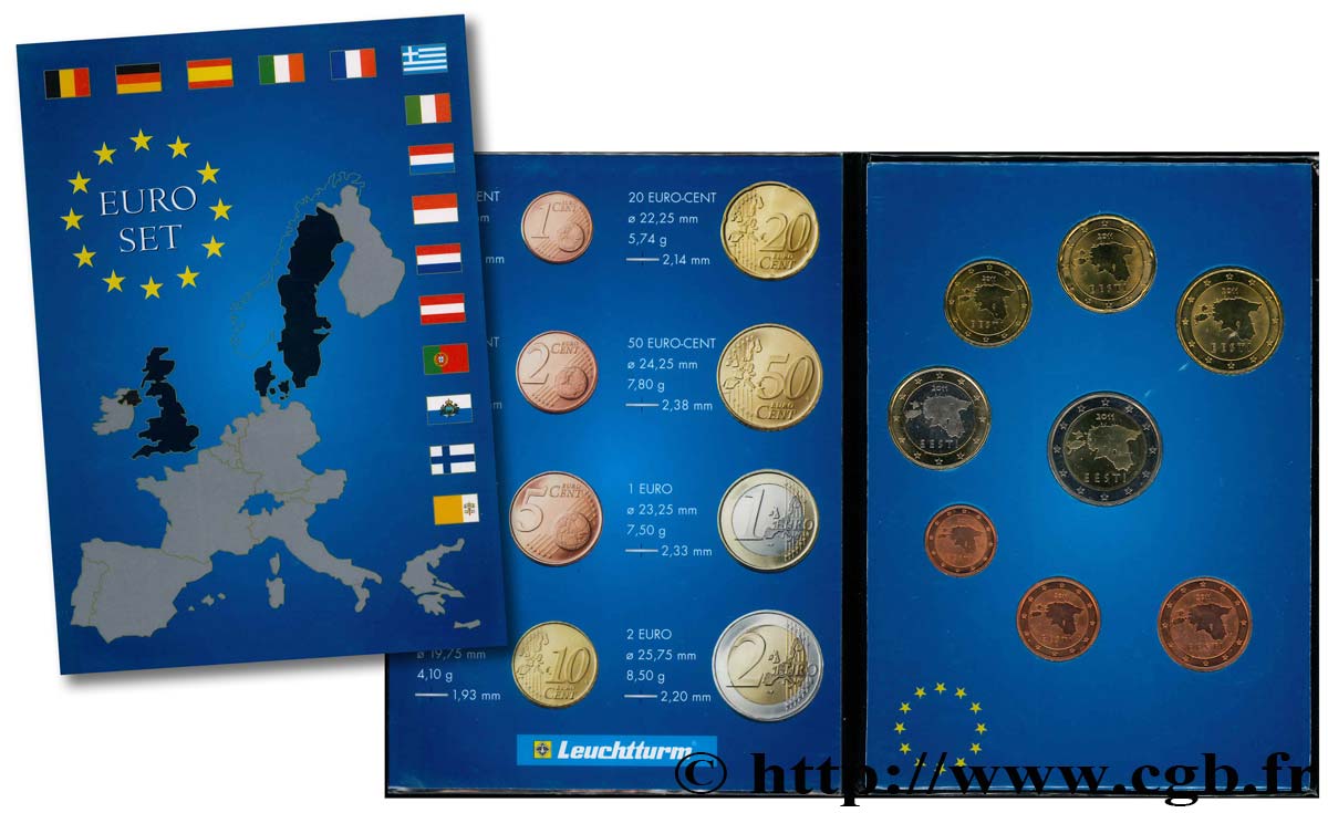 ESTONIA LOT DE 8 PIÈCES EURO (1 Cent - 2 Euro Eesti) 2011 SC