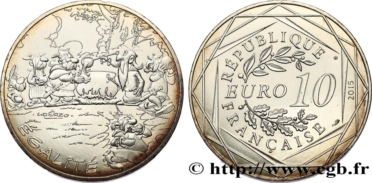 FRANCE 10 EURO ASTÉRIX ET LES VALEURS DE LA RÉPUBLIQUE - Égalité DISTRIBUTION DE POTION 2015 MS