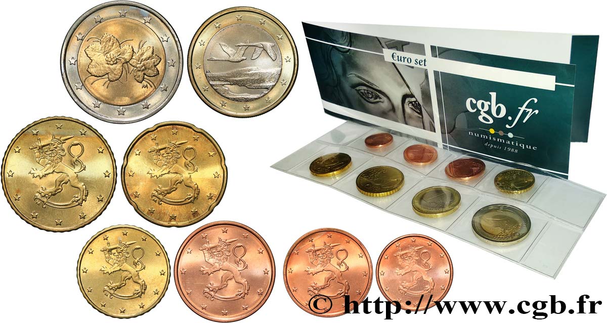 FINLANDE LOT DE 8 PIÈCES EURO (1 Cent - 2 Euro Petit Mûrier) 2003 SPL