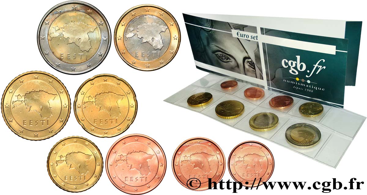 ESTONIA LOT DE 8 PIÈCES EURO (1 Cent - 2 Euro Eesti) 2011 MS